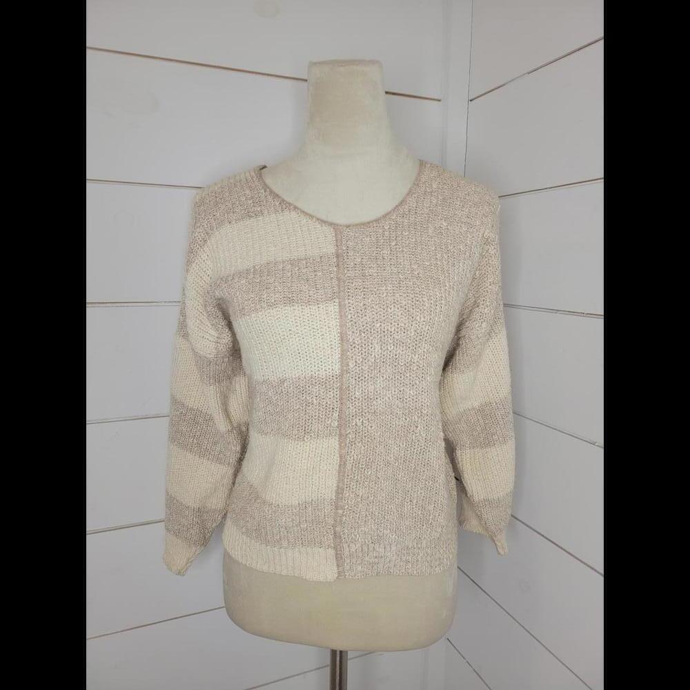 Gotham cream & tan colorblock sweater. Vintage 80s/90s